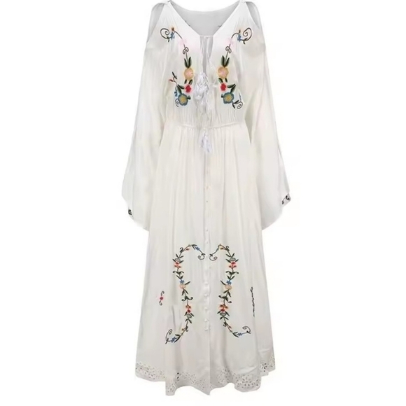 Chic White Floral Maxi Dress- Reversible - Picture 11 of 16